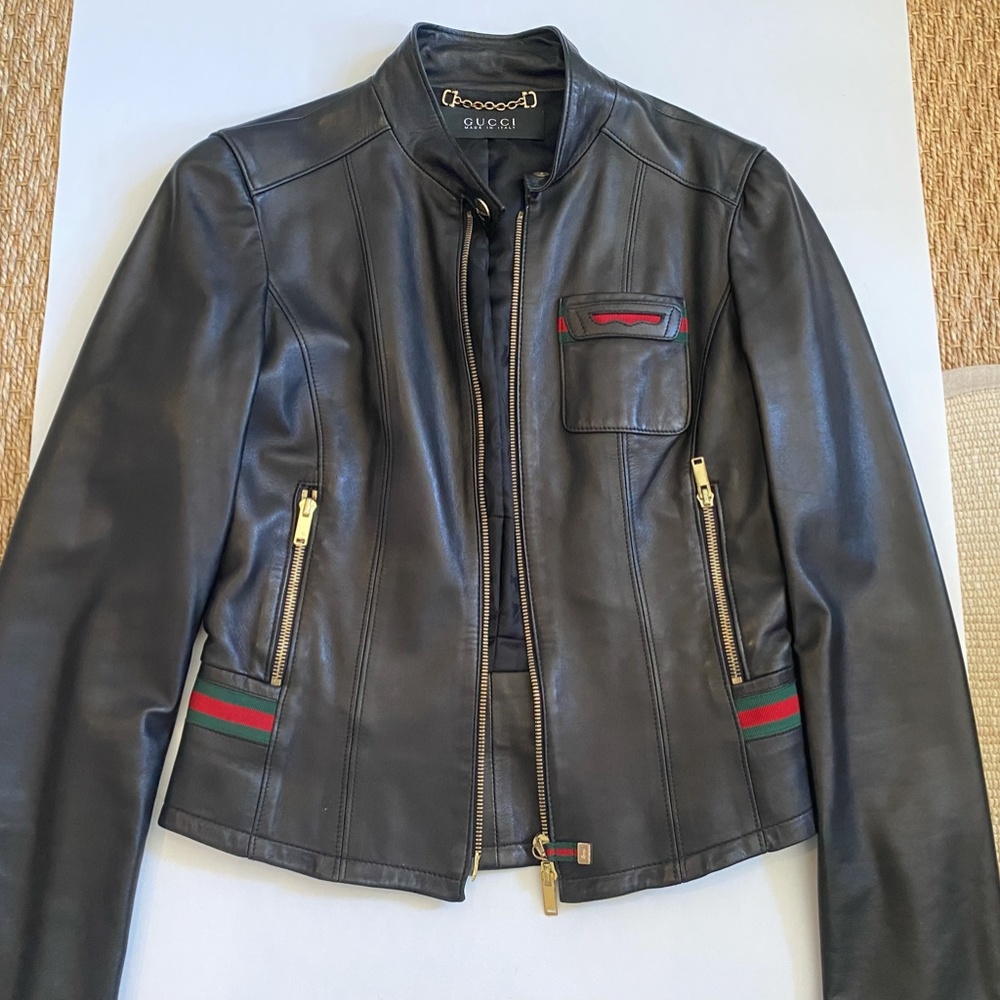 Gucci Leather Bomber Jacket (size s / 38) (NEW)